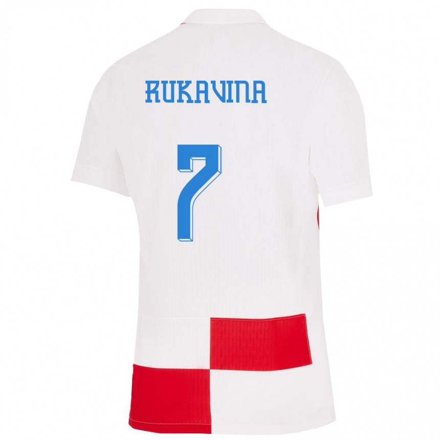 Vaikiškas Kroatija Gabriel Rukavina #7 Balta Raudona Namų Marškinėliai 24-26 T-Shirt