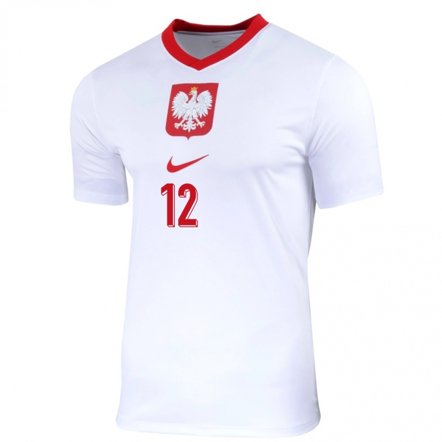 Vaikiškas Lenkija Jakub Stepak #12 Baltas Namų Marškinėliai 24-26 T-Shirt