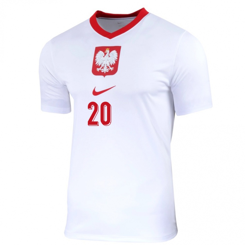 Vaikiškas Lenkija Kacper Duda #20 Baltas Namų Marškinėliai 24-26 T-Shirt