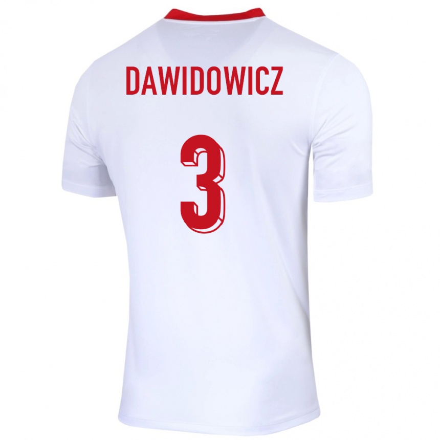 Vaikiškas Lenkija Pawel Dawidowicz #3 Baltas Namų Marškinėliai 24-26 T-Shirt