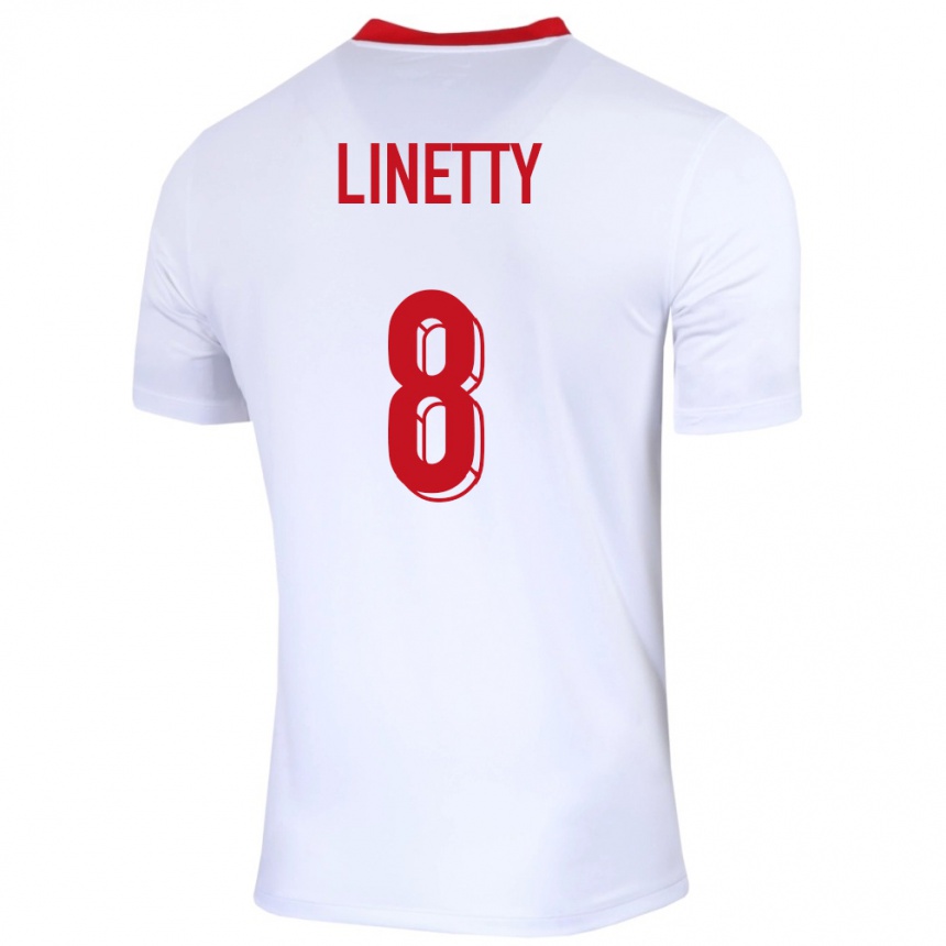 Vaikiškas Lenkija Karol Linetty #8 Baltas Namų Marškinėliai 24-26 T-Shirt