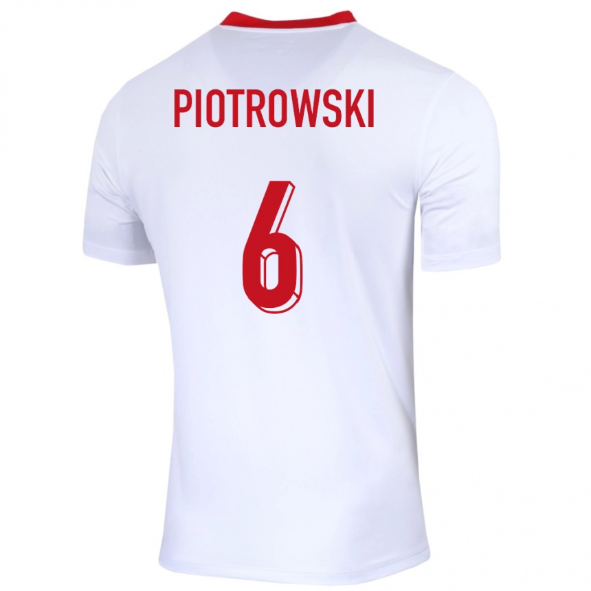 Vaikiškas Lenkija Jakub Piotrowski #6 Baltas Namų Marškinėliai 24-26 T-Shirt