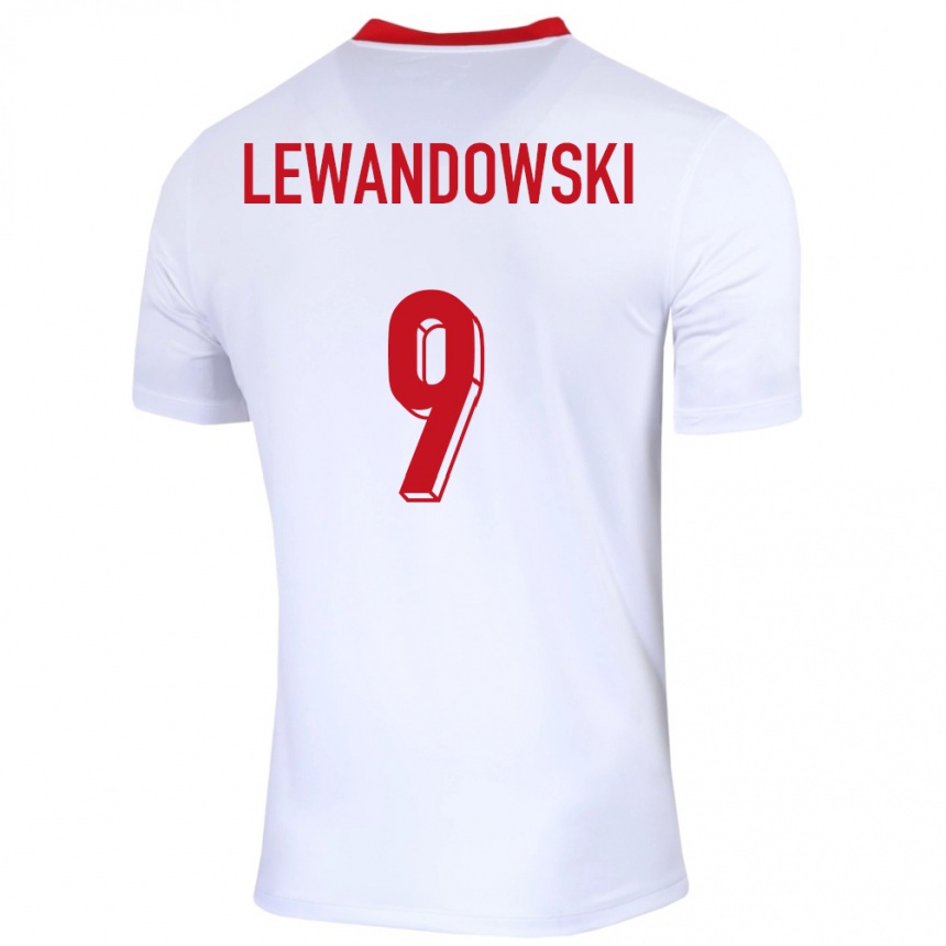 Vaikiškas Lenkija Robert Lewandowski #9 Baltas Namų Marškinėliai 24-26 T-Shirt