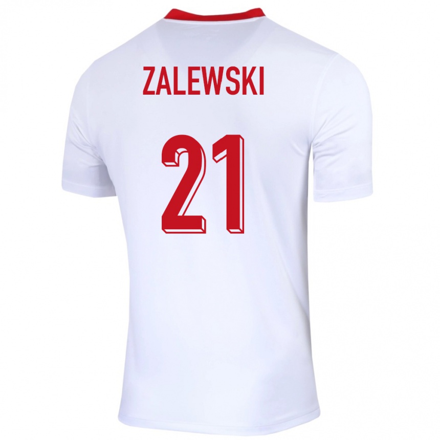 Vaikiškas Lenkija Nicola Zalewski #21 Baltas Namų Marškinėliai 24-26 T-Shirt