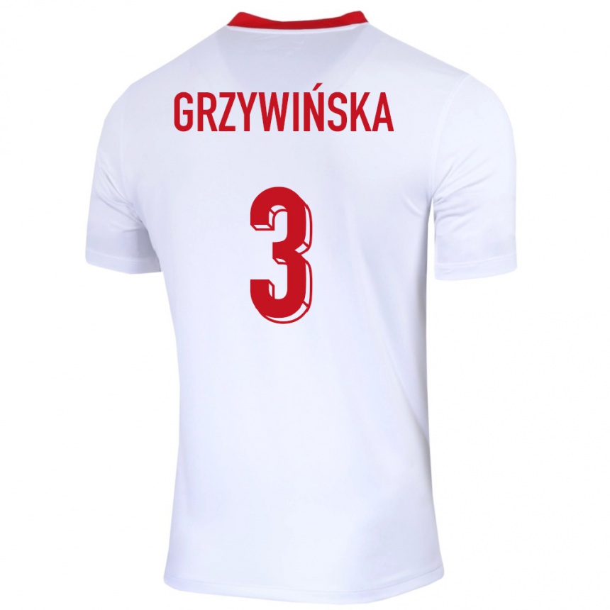 Vaikiškas Lenkija Gabriela Grzywinska #3 Baltas Namų Marškinėliai 24-26 T-Shirt