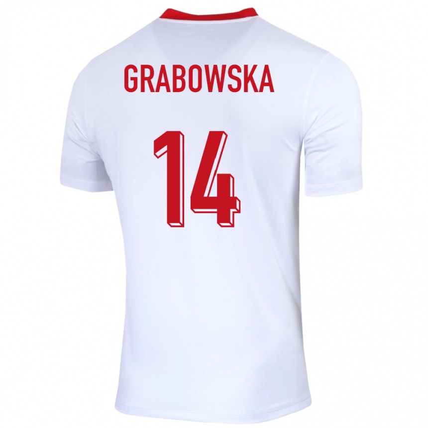 Vaikiškas Lenkija Dominika Grabowska #14 Baltas Namų Marškinėliai 24-26 T-Shirt