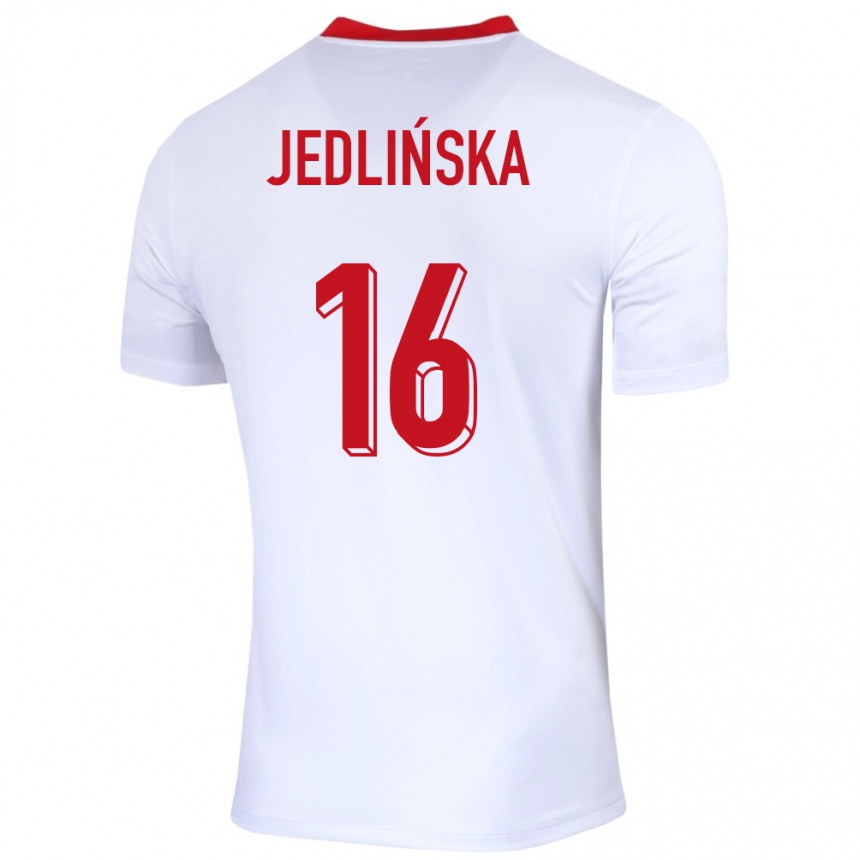 Vaikiškas Lenkija Klaudia Jedlinska #16 Baltas Namų Marškinėliai 24-26 T-Shirt