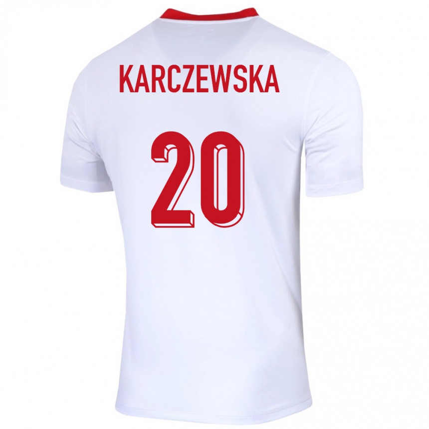 Vaikiškas Lenkija Nikola Karczewska #20 Baltas Namų Marškinėliai 24-26 T-Shirt