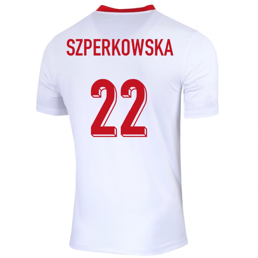 Vaikiškas Lenkija Oliwia Szperkowska #22 Baltas Namų Marškinėliai 24-26 T-Shirt