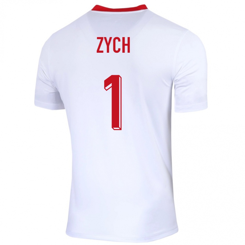 Vaikiškas Lenkija Oliwier Zych #1 Baltas Namų Marškinėliai 24-26 T-Shirt