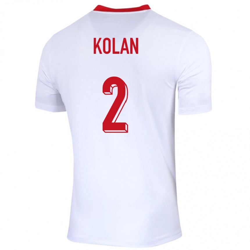 Vaikiškas Lenkija Jakub Kolan #2 Baltas Namų Marškinėliai 24-26 T-Shirt