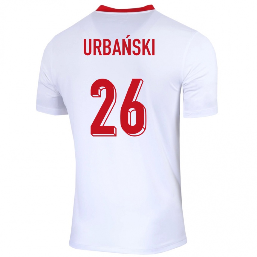 Vaikiškas Lenkija Kacper Urbanski #26 Baltas Namų Marškinėliai 24-26 T-Shirt