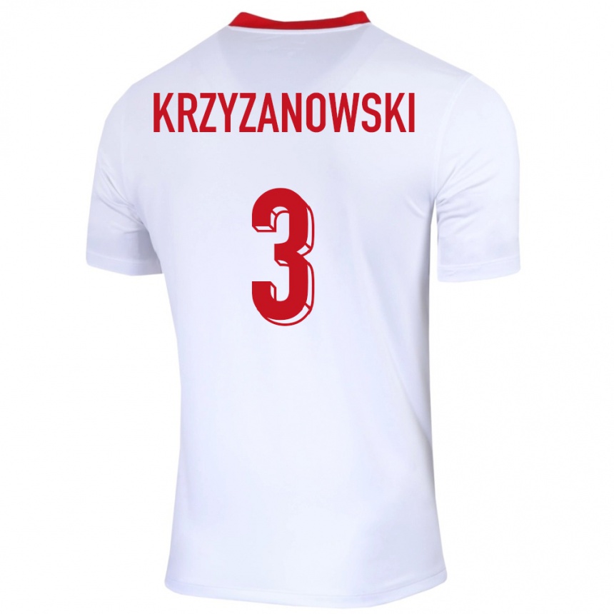 Vaikiškas Lenkija Jakub Krzyzanowski #3 Baltas Namų Marškinėliai 24-26 T-Shirt