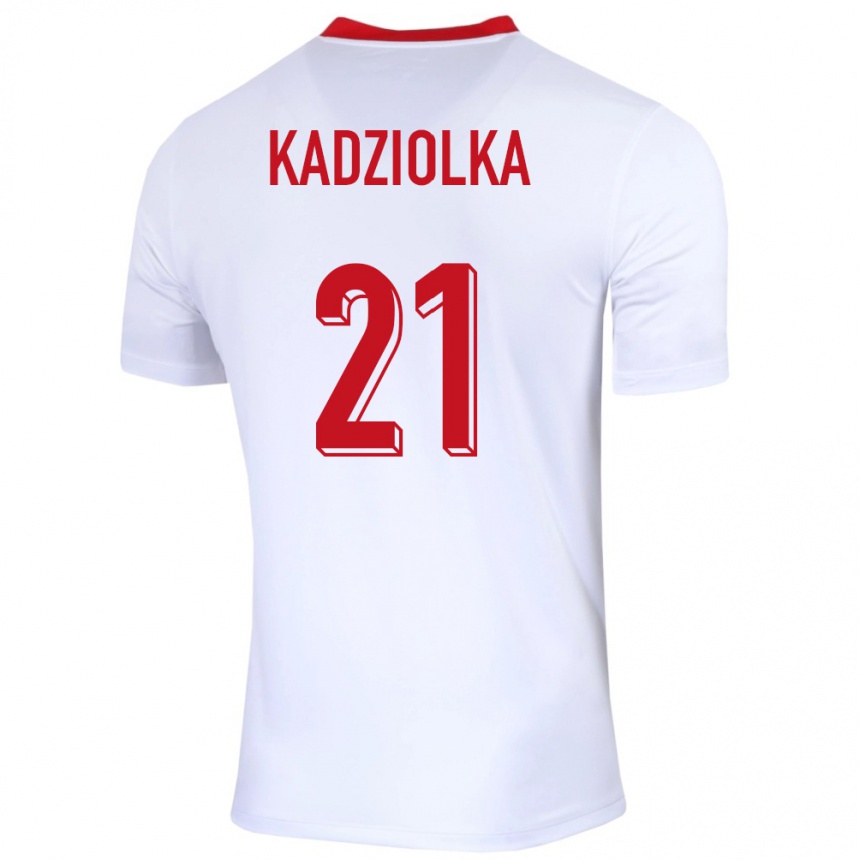 Vaikiškas Lenkija Szymon Kadziolka #21 Baltas Namų Marškinėliai 24-26 T-Shirt