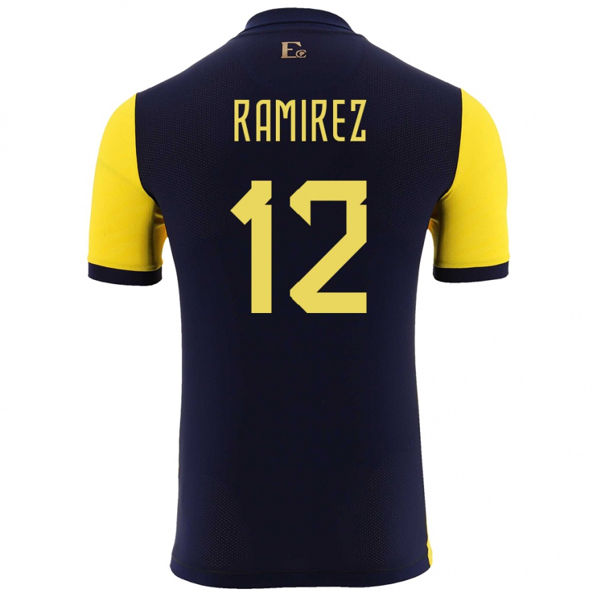 Vaikiškas Ekvadoras Moises Ramirez #12 Geltona Namų Marškinėliai 24-26 T-Shirt