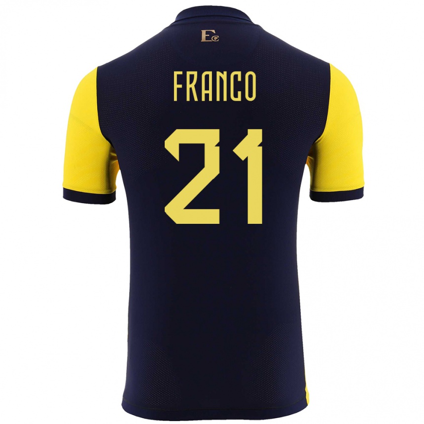 Vaikiškas Ekvadoras Alan Franco #21 Geltona Namų Marškinėliai 24-26 T-Shirt