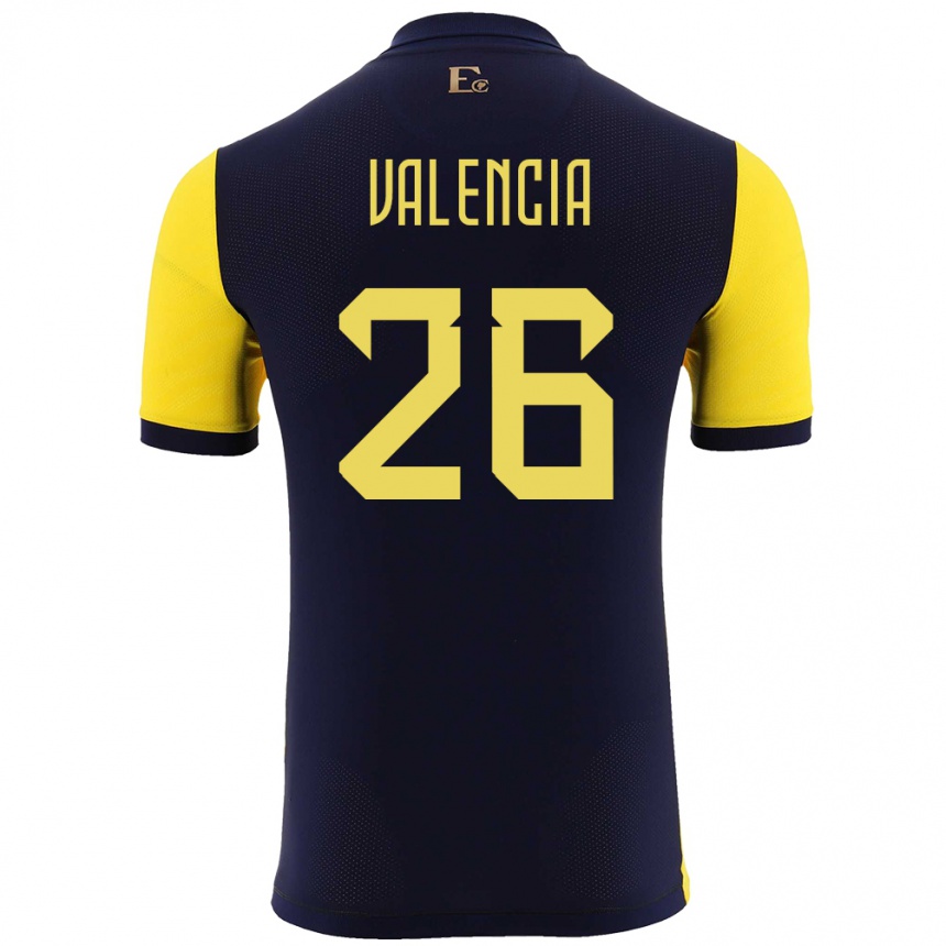 Vaikiškas Ekvadoras Anthony Valencia #26 Geltona Namų Marškinėliai 24-26 T-Shirt