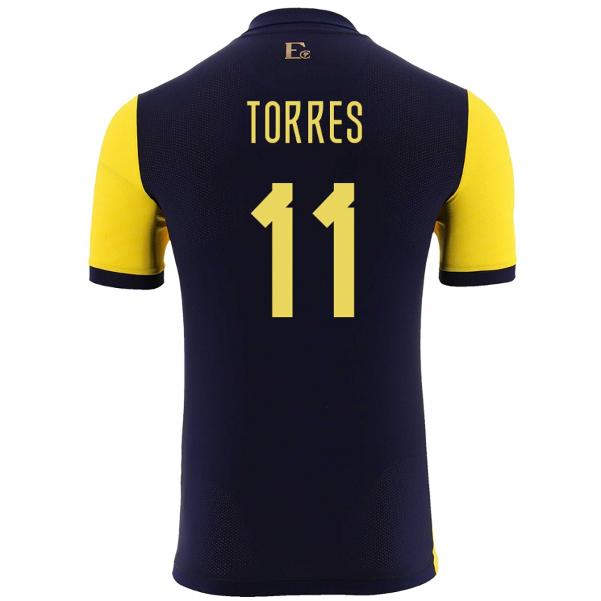 Vaikiškas Ekvadoras Ambar Torres #11 Geltona Namų Marškinėliai 24-26 T-Shirt