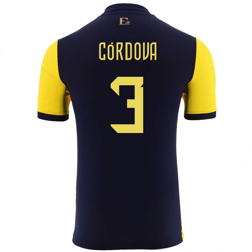 Vaikiškas Ekvadoras Luis Cordova #3 Geltona Namų Marškinėliai 24-26 T-Shirt