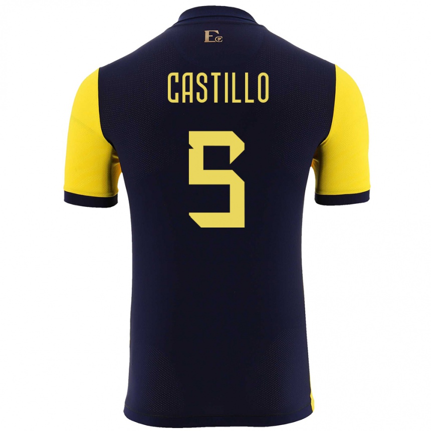 Vaikiškas Ekvadoras Denil Castillo #5 Geltona Namų Marškinėliai 24-26 T-Shirt