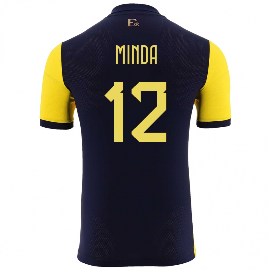 Vaikiškas Ekvadoras Ethan Minda #12 Geltona Namų Marškinėliai 24-26 T-Shirt