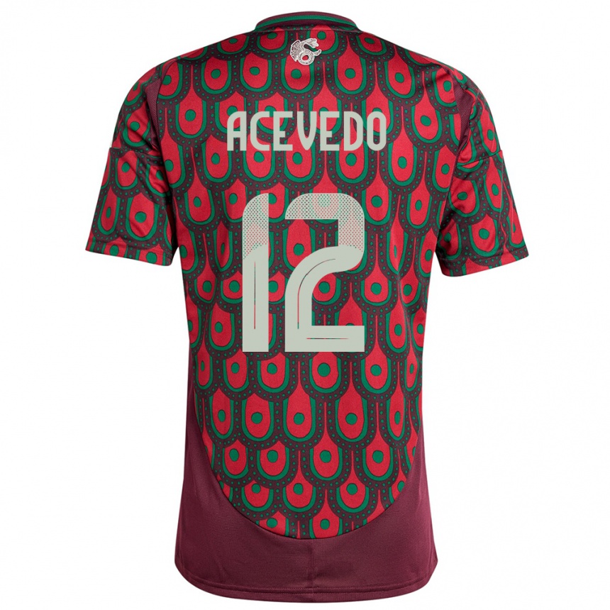 Vaikiškas Meksika Carlos Acevedo #12 Maroon Namų Marškinėliai 24-26 T-Shirt