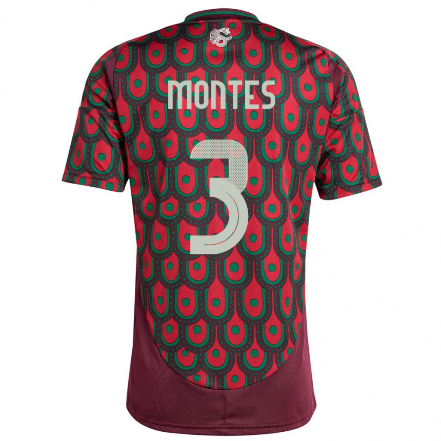 Vaikiškas Meksika Cesar Montes #3 Maroon Namų Marškinėliai 24-26 T-Shirt