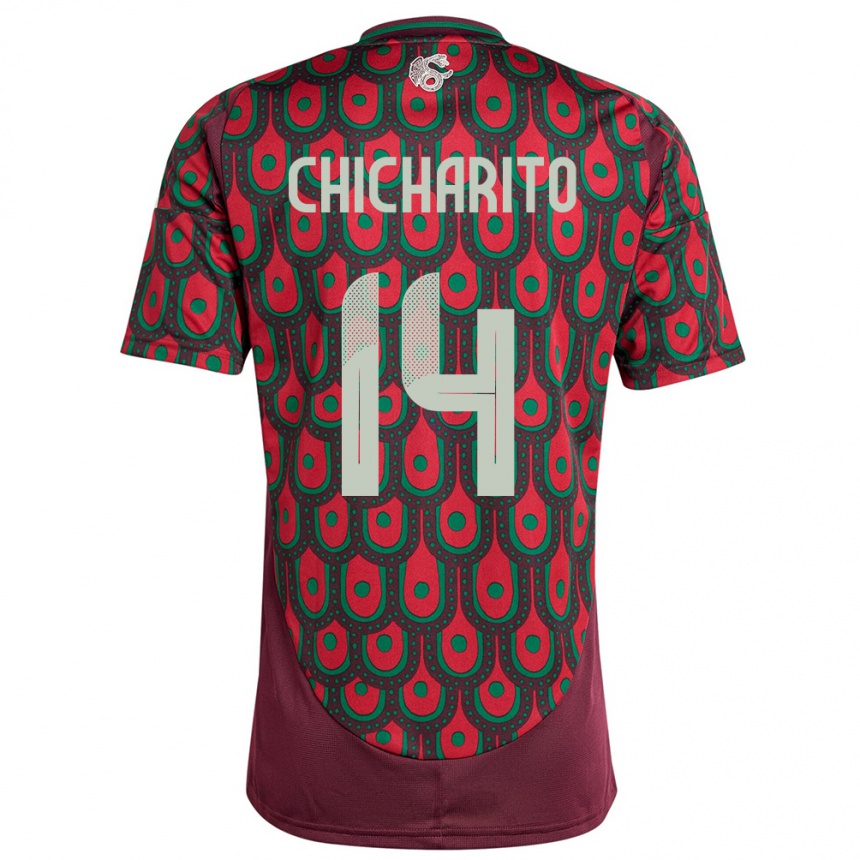 Vaikiškas Meksika Chicharito #14 Maroon Namų Marškinėliai 24-26 T-Shirt