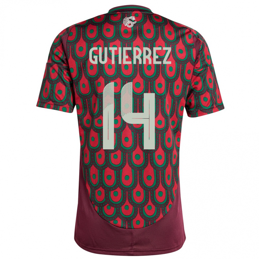 Vaikiškas Meksika Erick Gutierrez #14 Maroon Namų Marškinėliai 24-26 T-Shirt