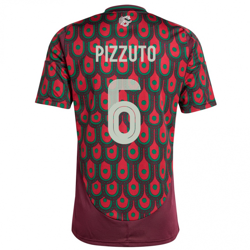 Vaikiškas Meksika Eugenio Pizzuto #6 Maroon Namų Marškinėliai 24-26 T-Shirt