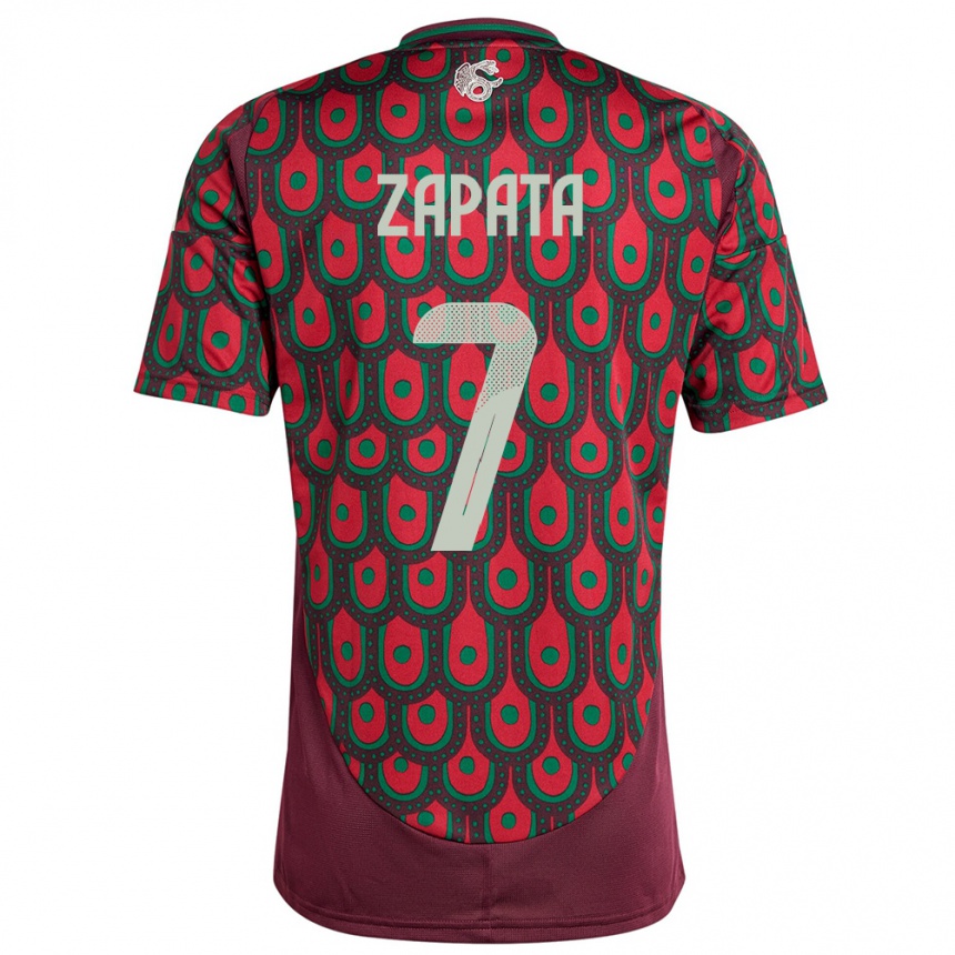 Vaikiškas Meksika Angel Zapata #7 Maroon Namų Marškinėliai 24-26 T-Shirt