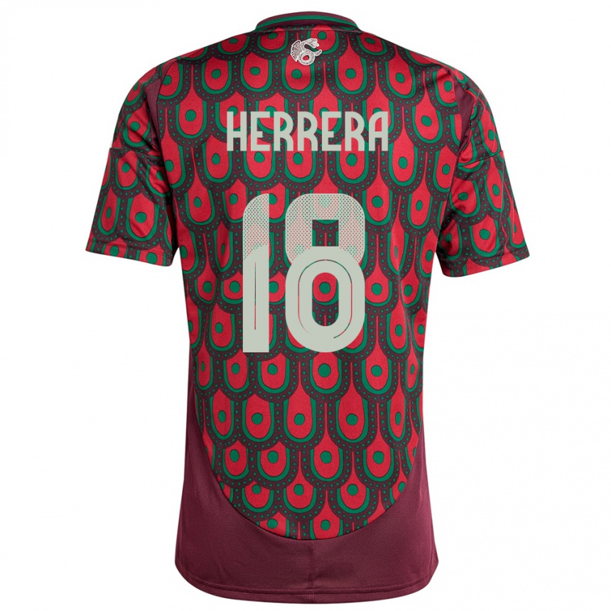 Vaikiškas Meksika Ozziel Herrera #18 Maroon Namų Marškinėliai 24-26 T-Shirt