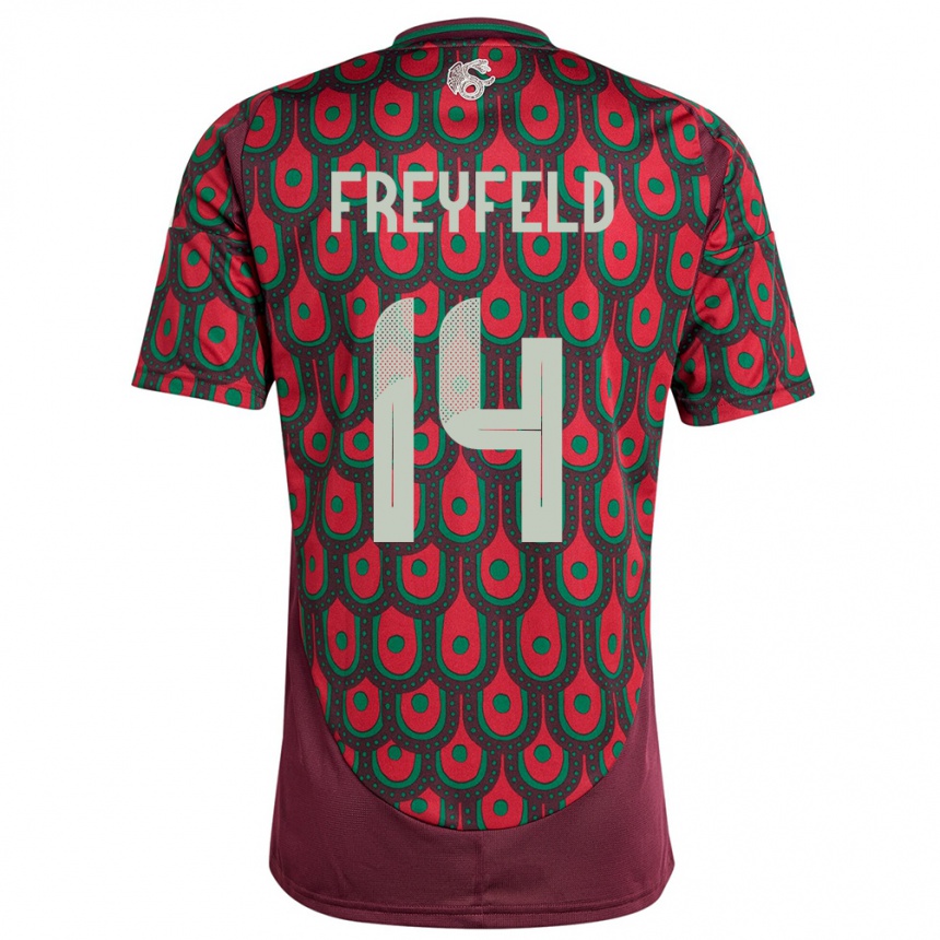 Vaikiškas Meksika Emiliano Freyfeld #14 Maroon Namų Marškinėliai 24-26 T-Shirt