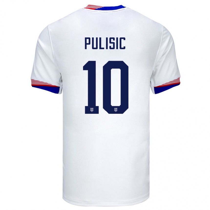 Vaikiškas Jungtinės Valstijos Christian Pulisic #10 Baltas Namų Marškinėliai 24-26 T-Shirt