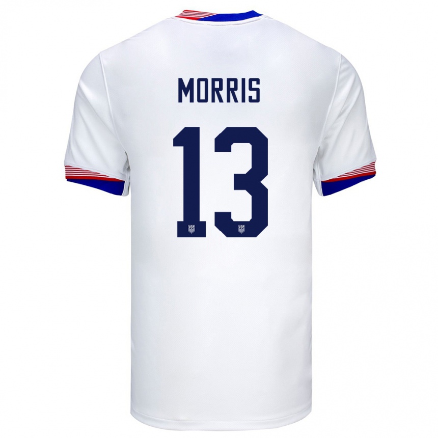 Vaikiškas Jungtinės Valstijos Jordan Morris #13 Baltas Namų Marškinėliai 24-26 T-Shirt