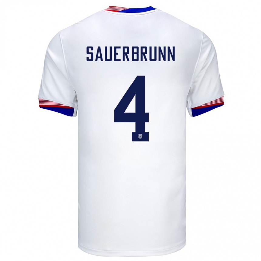 Vaikiškas Jungtinės Valstijos Becky Sauerbrunn #4 Baltas Namų Marškinėliai 24-26 T-Shirt