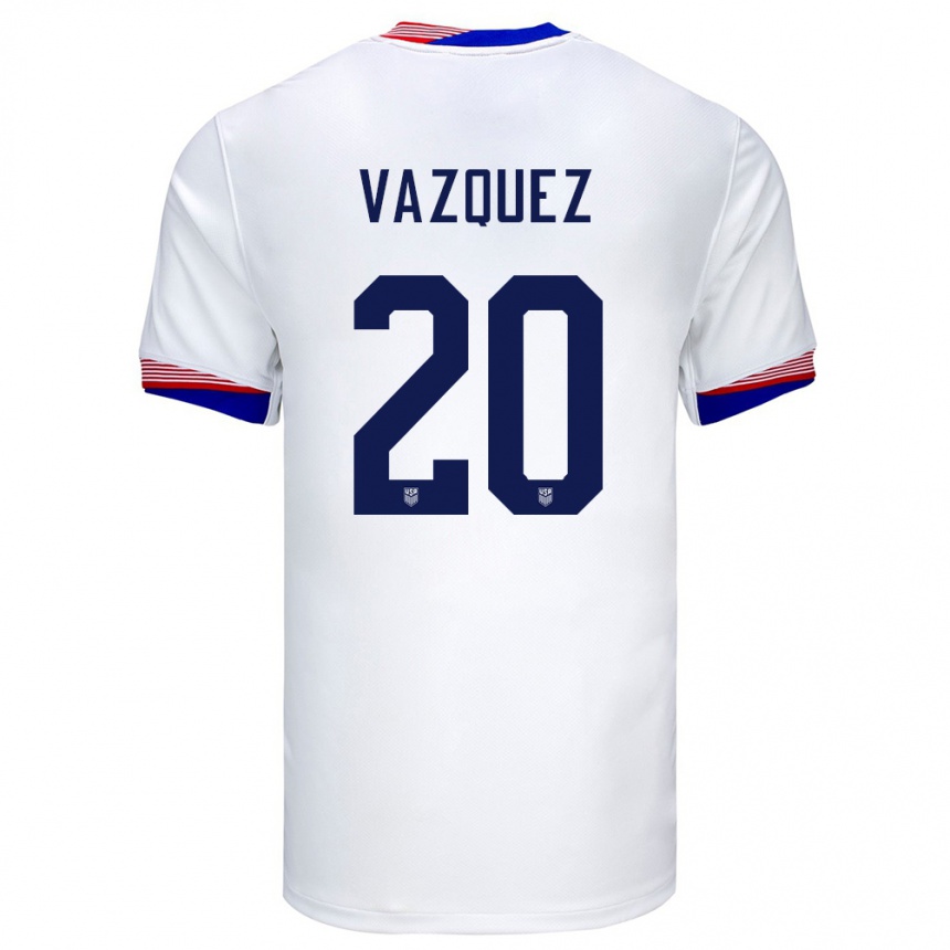 Vaikiškas Jungtinės Valstijos David Vazquez #20 Baltas Namų Marškinėliai 24-26 T-Shirt