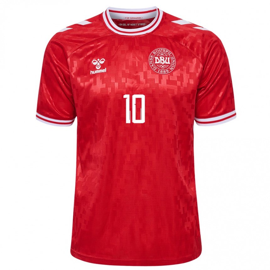 Vaikiškas Danija Gustav Christensen #10 Raudona Namų Marškinėliai 24-26 T-Shirt