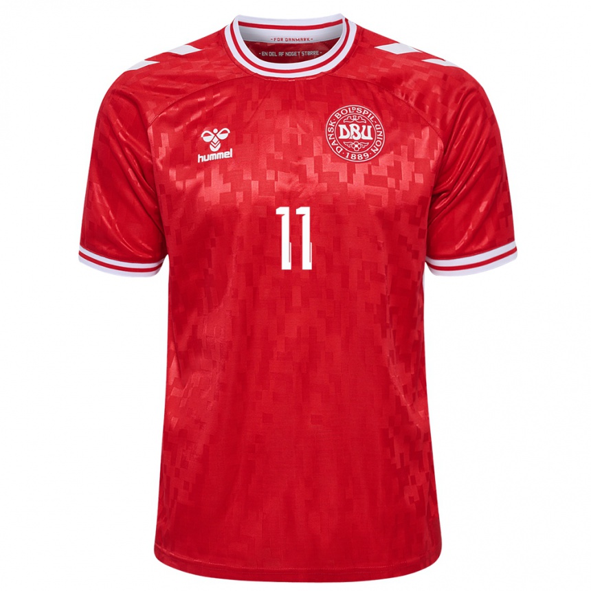 Vaikiškas Danija Jeppe Kjær #11 Raudona Namų Marškinėliai 24-26 T-Shirt