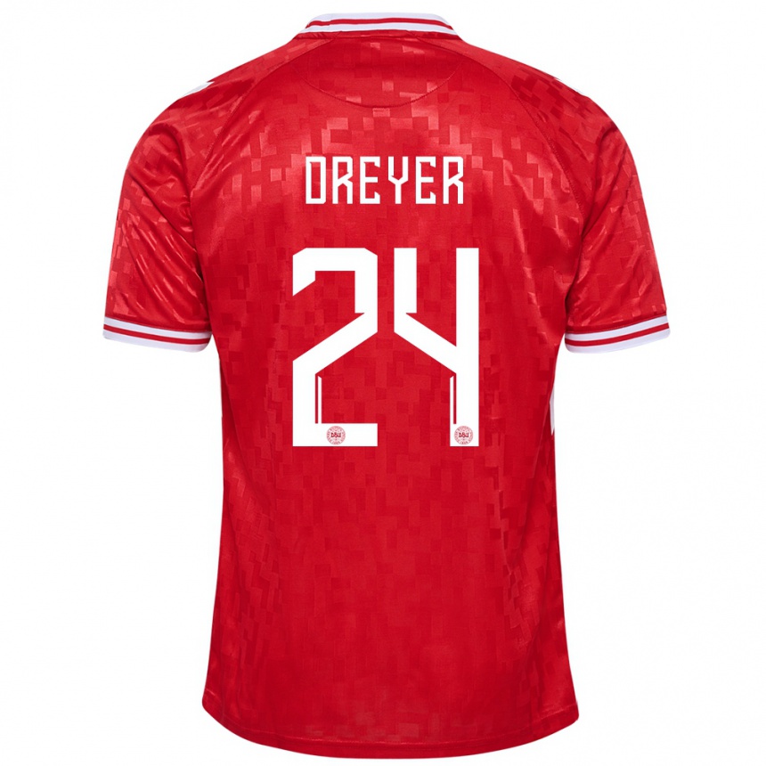 Vaikiškas Danija Anders Dreyer #24 Raudona Namų Marškinėliai 24-26 T-Shirt