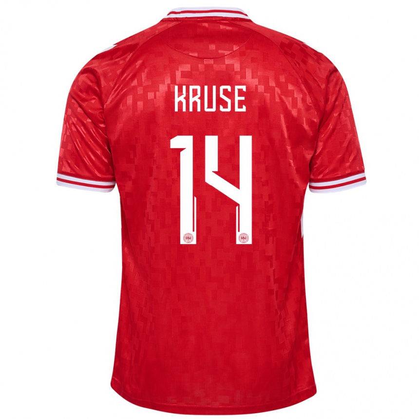 Vaikiškas Danija David Kruse #14 Raudona Namų Marškinėliai 24-26 T-Shirt