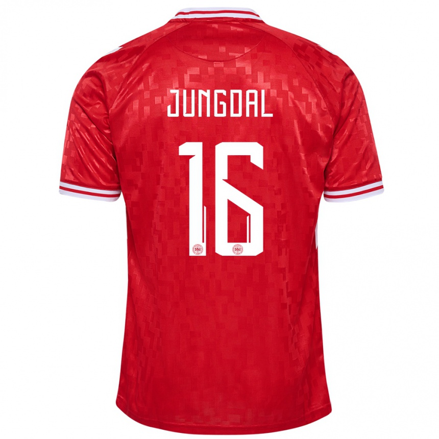 Vaikiškas Danija Andreas Jungdal #16 Raudona Namų Marškinėliai 24-26 T-Shirt