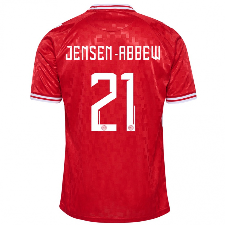 Vaikiškas Danija Jonas Jensen-Abbew #21 Raudona Namų Marškinėliai 24-26 T-Shirt