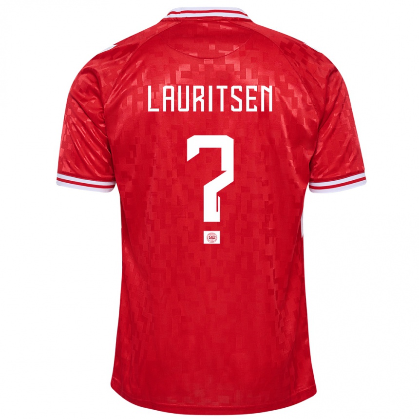 Vaikiškas Danija Mads Lauritsen #0 Raudona Namų Marškinėliai 24-26 T-Shirt