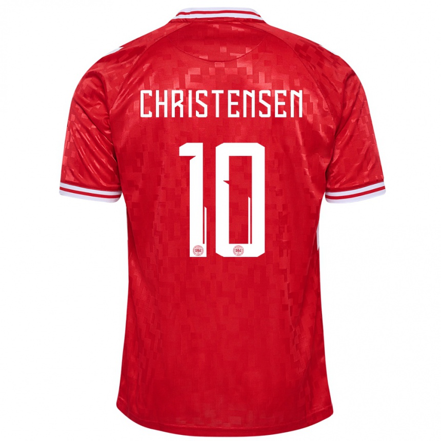 Vaikiškas Danija Gustav Christensen #10 Raudona Namų Marškinėliai 24-26 T-Shirt