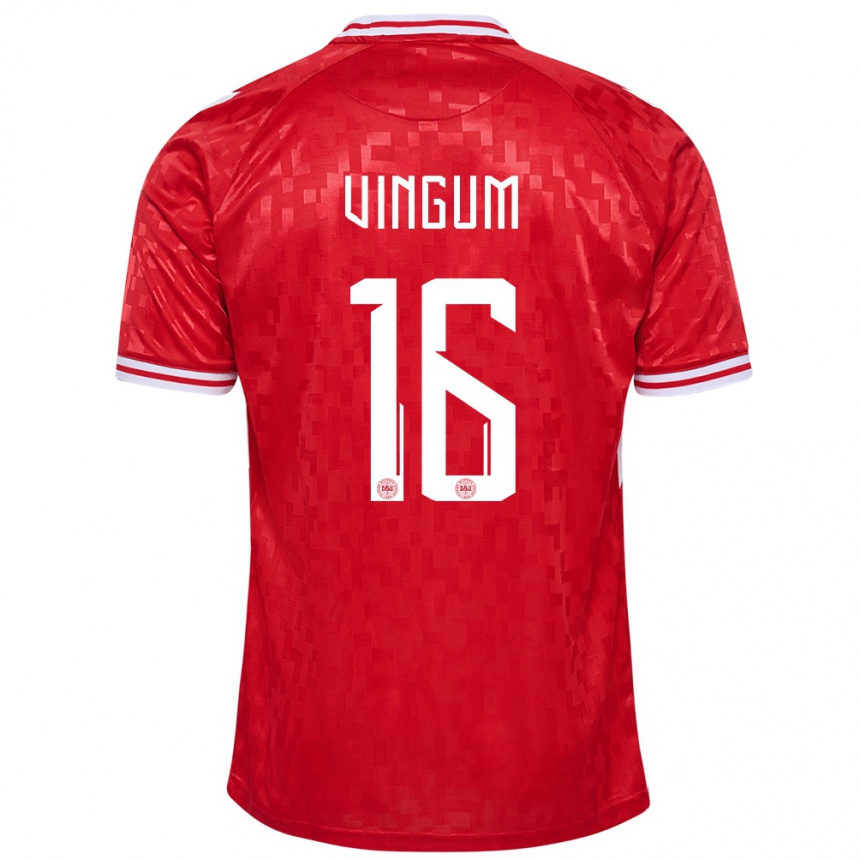 Vaikiškas Danija Alberte Vingum #16 Raudona Namų Marškinėliai 24-26 T-Shirt