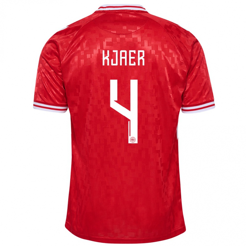 Vaikiškas Danija Simon Kjaer #4 Raudona Namų Marškinėliai 24-26 T-Shirt