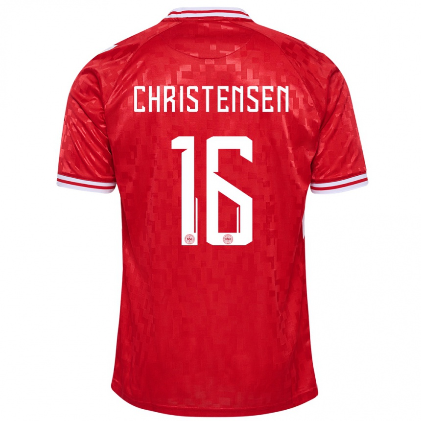 Vaikiškas Danija Oliver Christensen #16 Raudona Namų Marškinėliai 24-26 T-Shirt