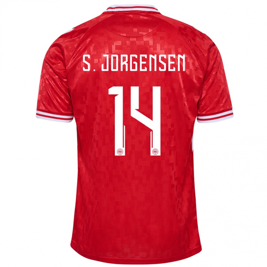 Vaikiškas Danija Sebastian Jorgensen #14 Raudona Namų Marškinėliai 24-26 T-Shirt