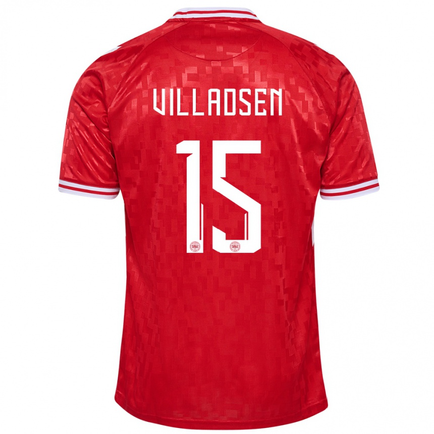 Vaikiškas Danija Oliver Villadsen #15 Raudona Namų Marškinėliai 24-26 T-Shirt